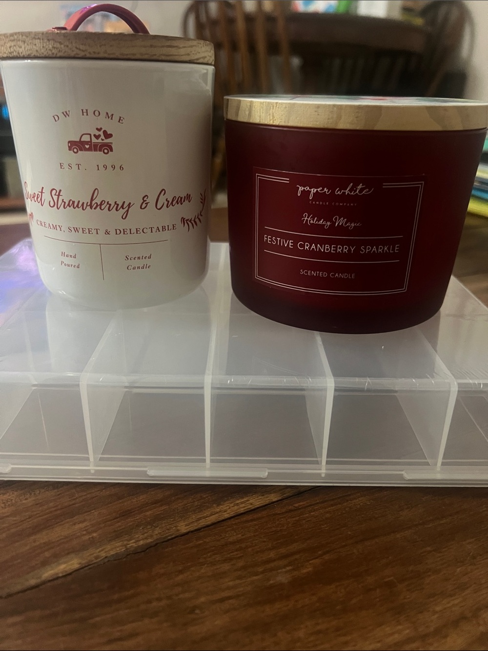DW Home White & Paper White Candle Duo with Wooden Lids